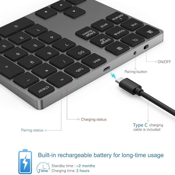 Lekvey 34-Keys Numeric Keypad - Picture 3 of 8